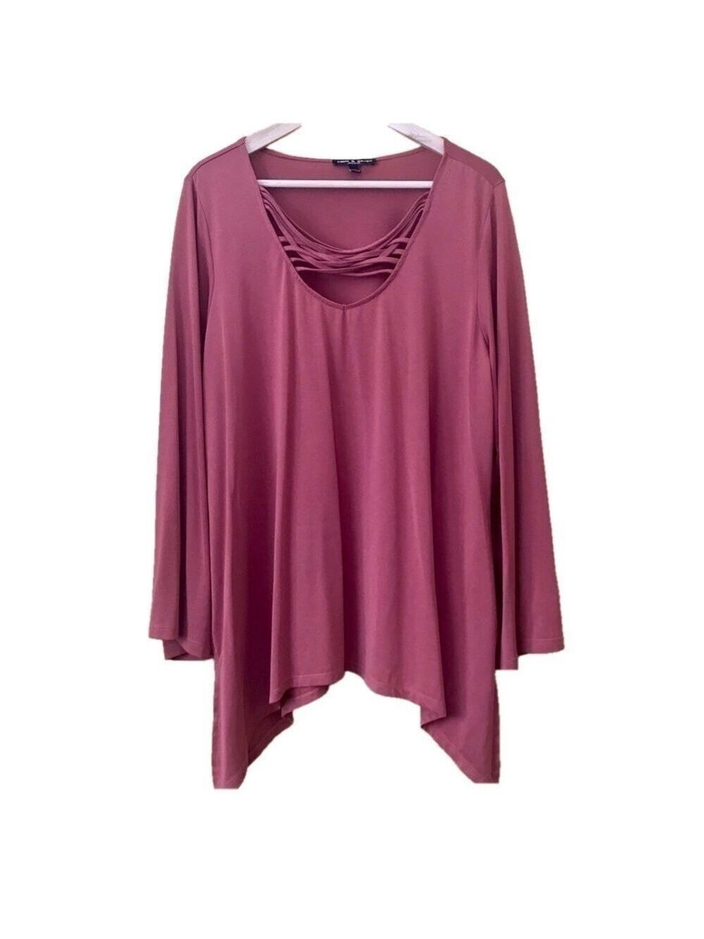 Cable & Guage lattice neck flowy tunic plus size 1X